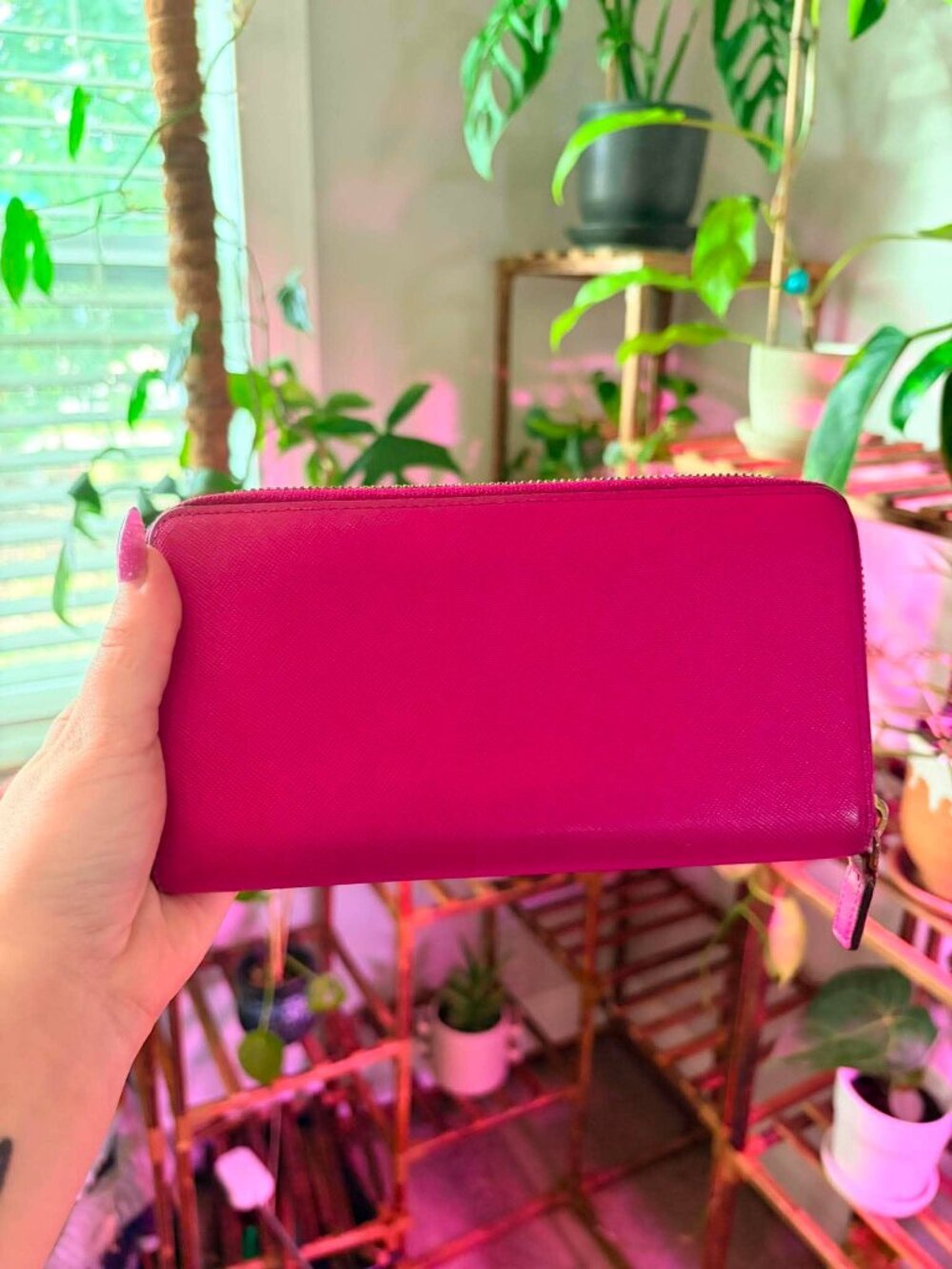MCM Pink Visetos Saffiano Leather Zip Around Continental Wallet - Picture 2 of 5